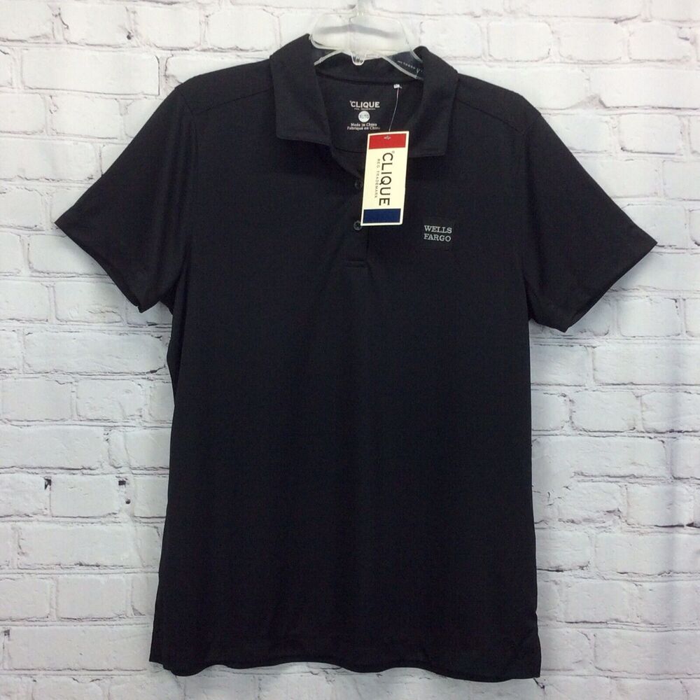 Clique Wells Fargo Polo Womens Size XL Black Athleisure Sport Performance Casual